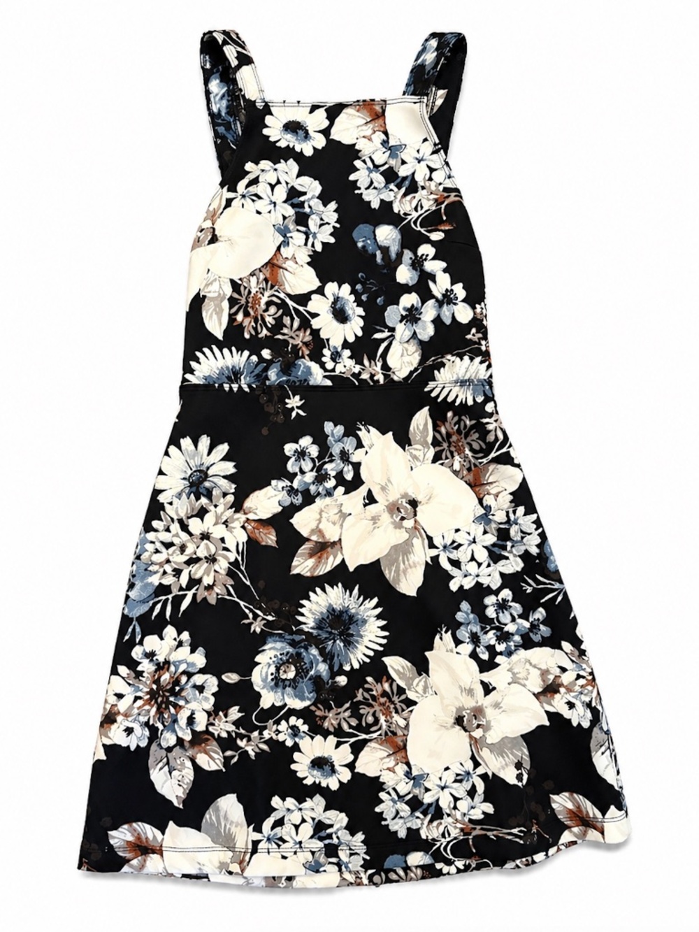 NWT Abercrombie Black Floral Mini Dress XS Open Back Cutout Bodycon Party